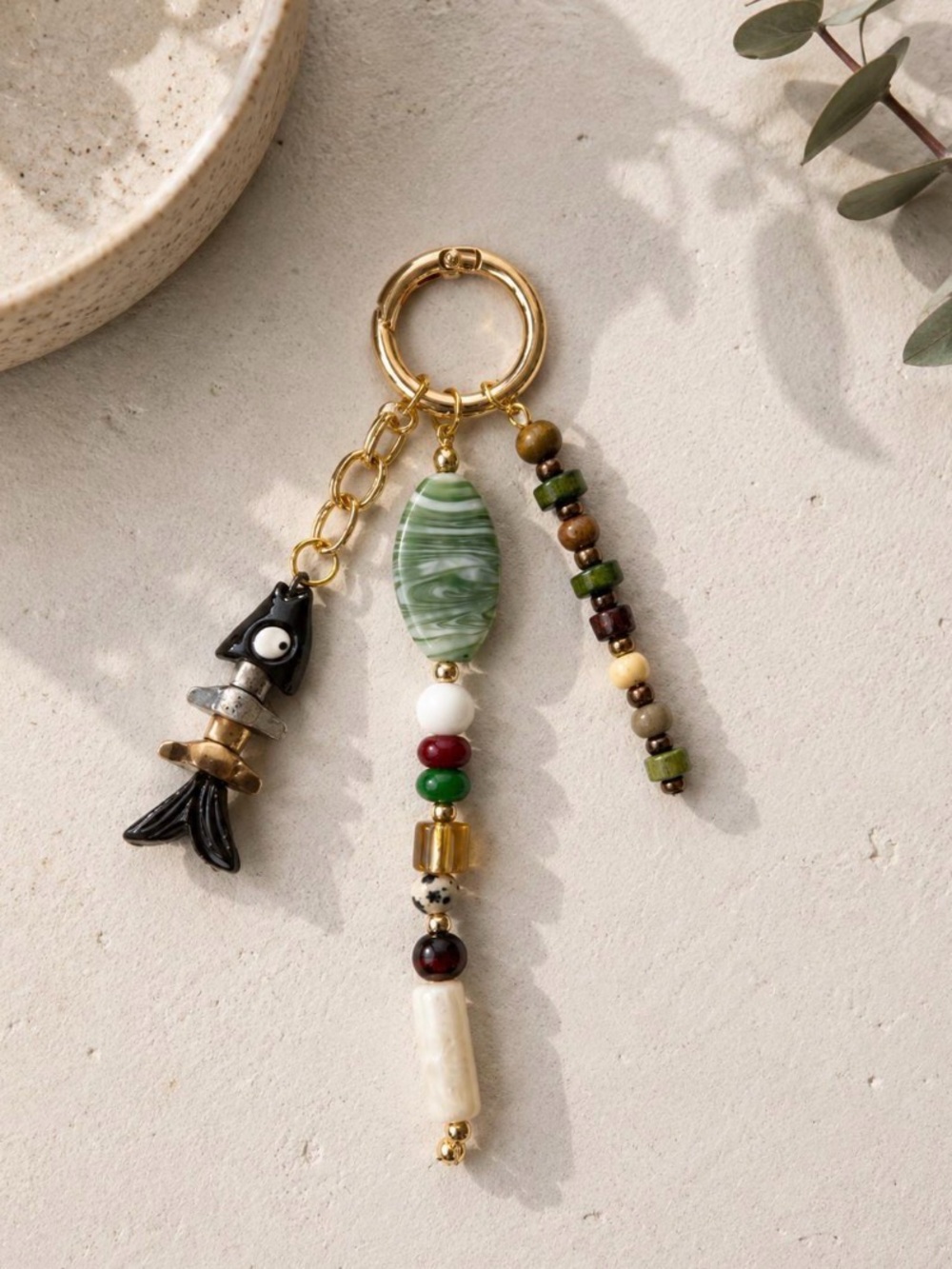 Sardine Fish Keychain Charm | Coastal Beaded Bag Charm Handmade Fish Keyring